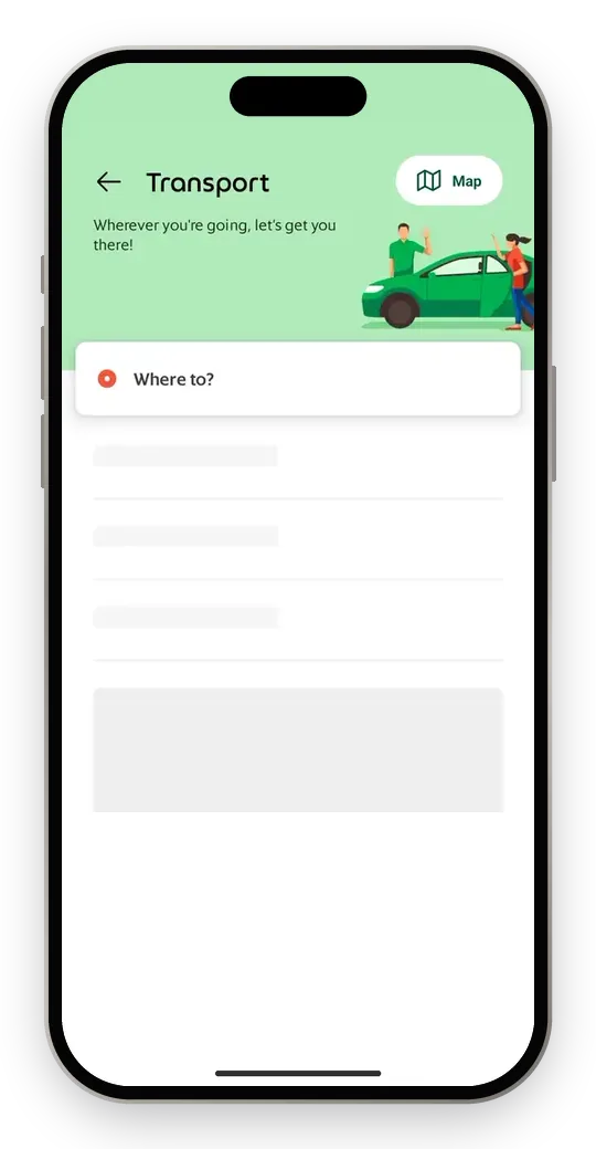 Grab app screen recording: photo-guided walking directions from the domestic arrival hall of Soekarno-Hatta Terminal 3 to the GrabCar pickup point, one step per photo
